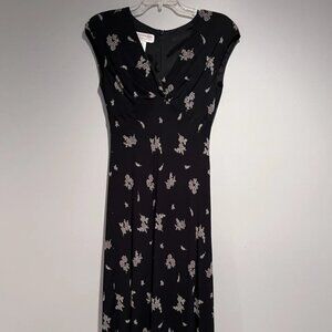 Gorgeous Jones New York Black Dress with Ivory Floral Print Sz 8